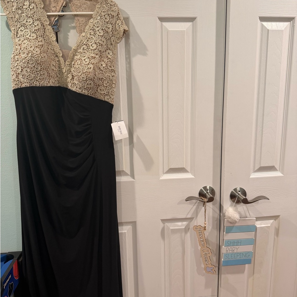 David's Bridal Lace and Black Maxi Dress